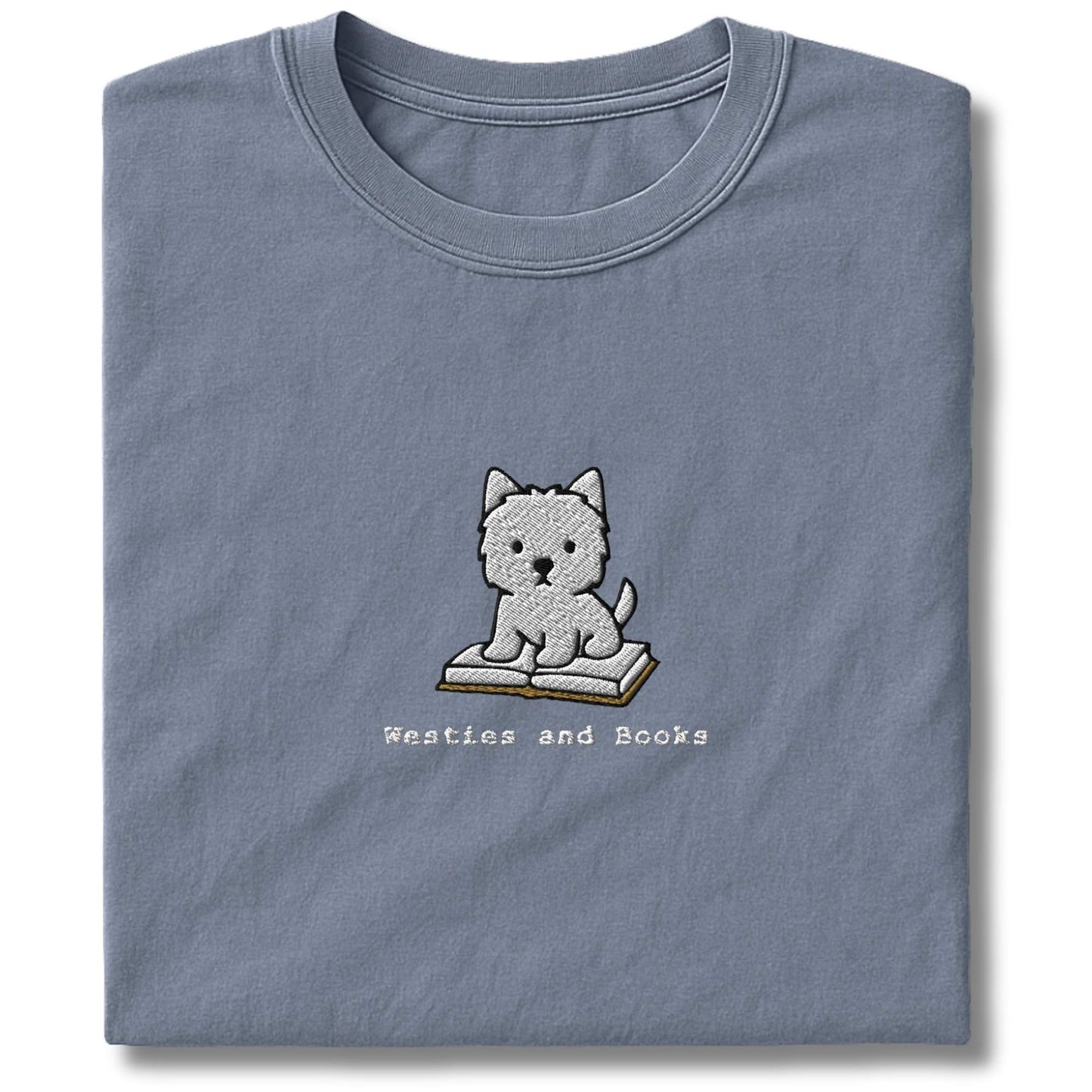 Embroidered Westie And Books T-Shirt