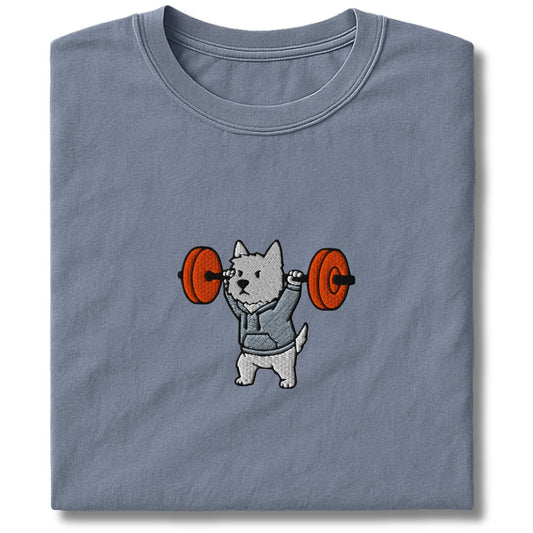Embroidered Westie Overhead Press T-Shirt