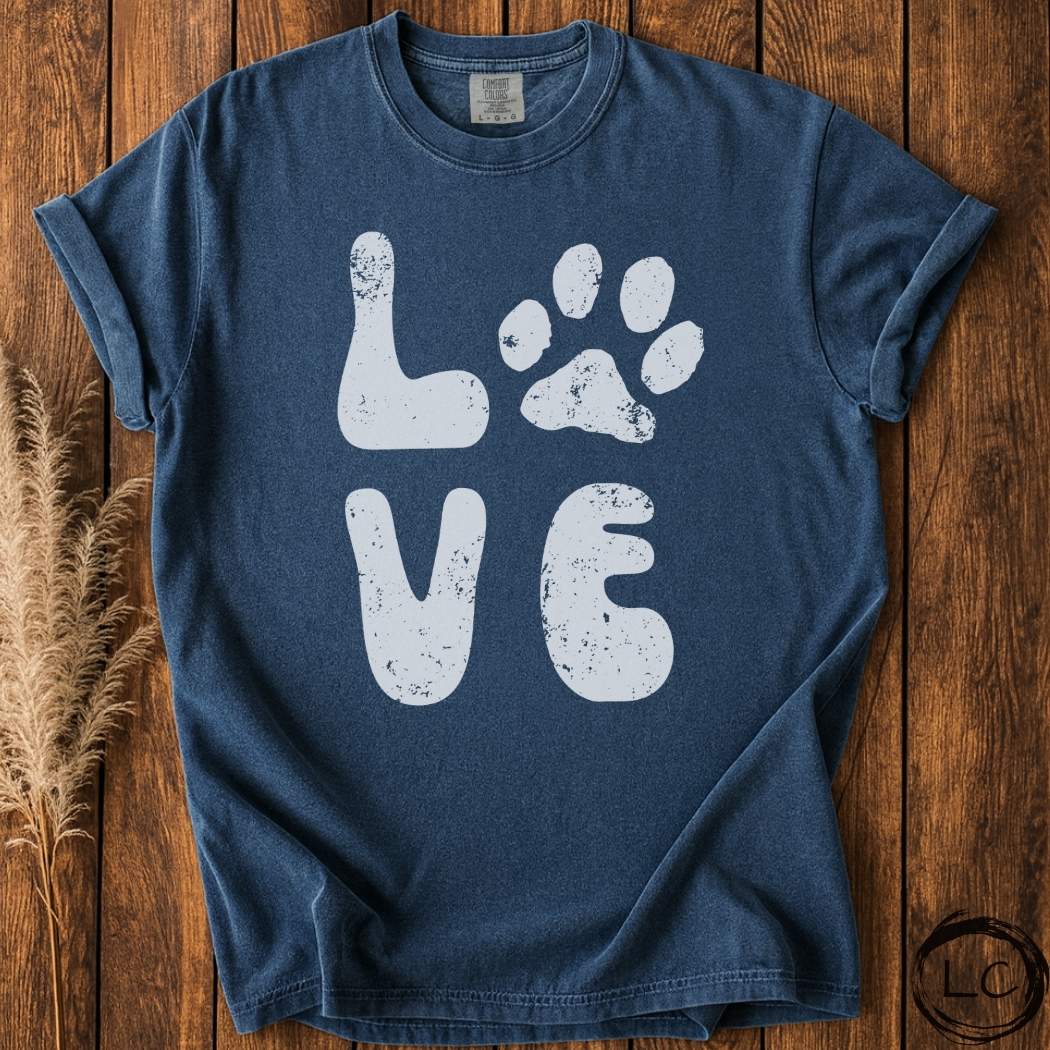 Love Paw Print Retro T-Shirt