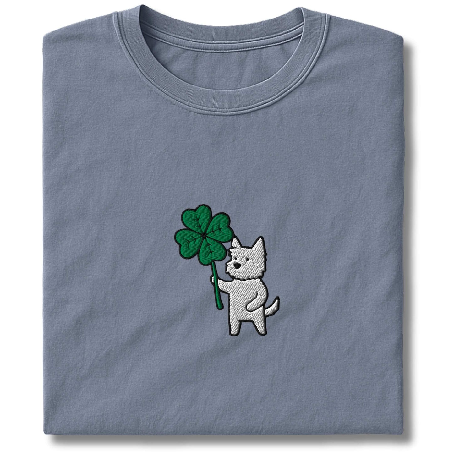 Embroidered Westie Four Leaf Clover T-Shirt