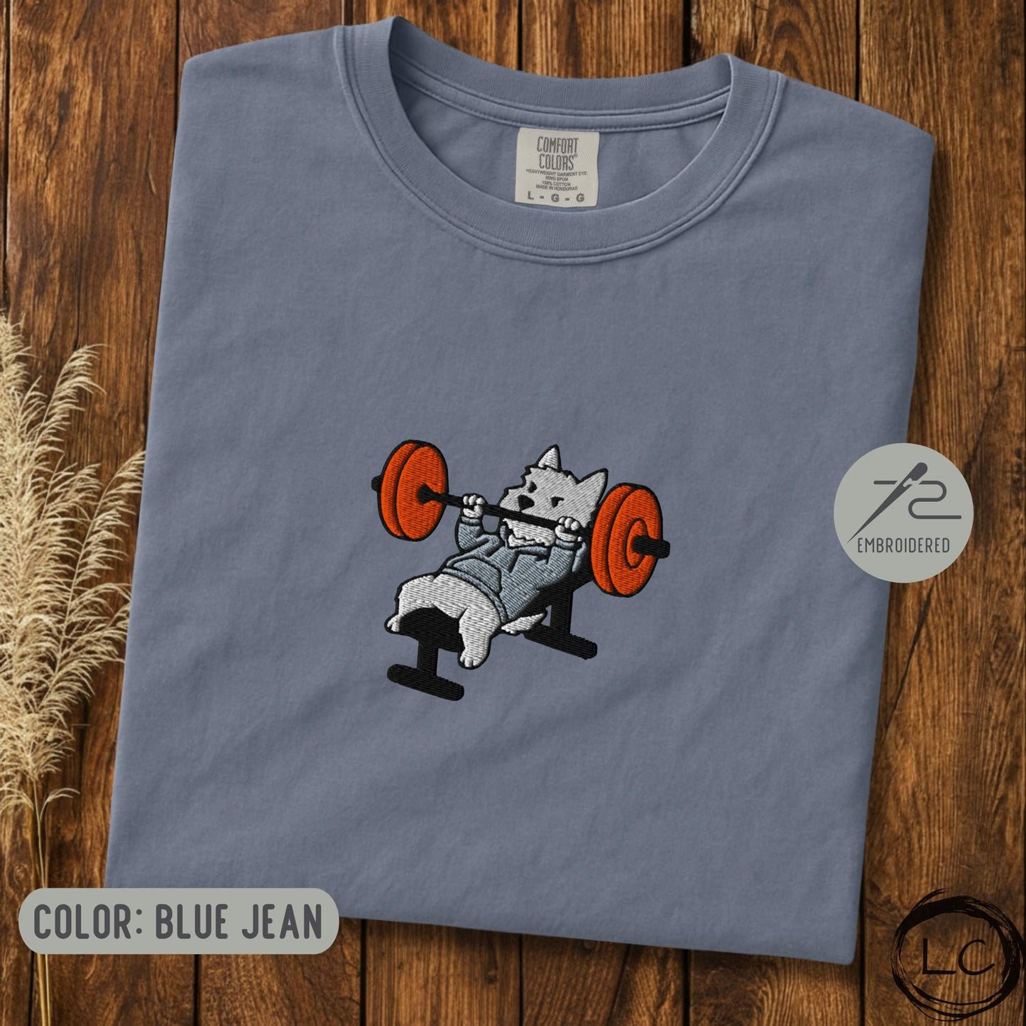 Embroidered Westie Bench Press T-Shirt