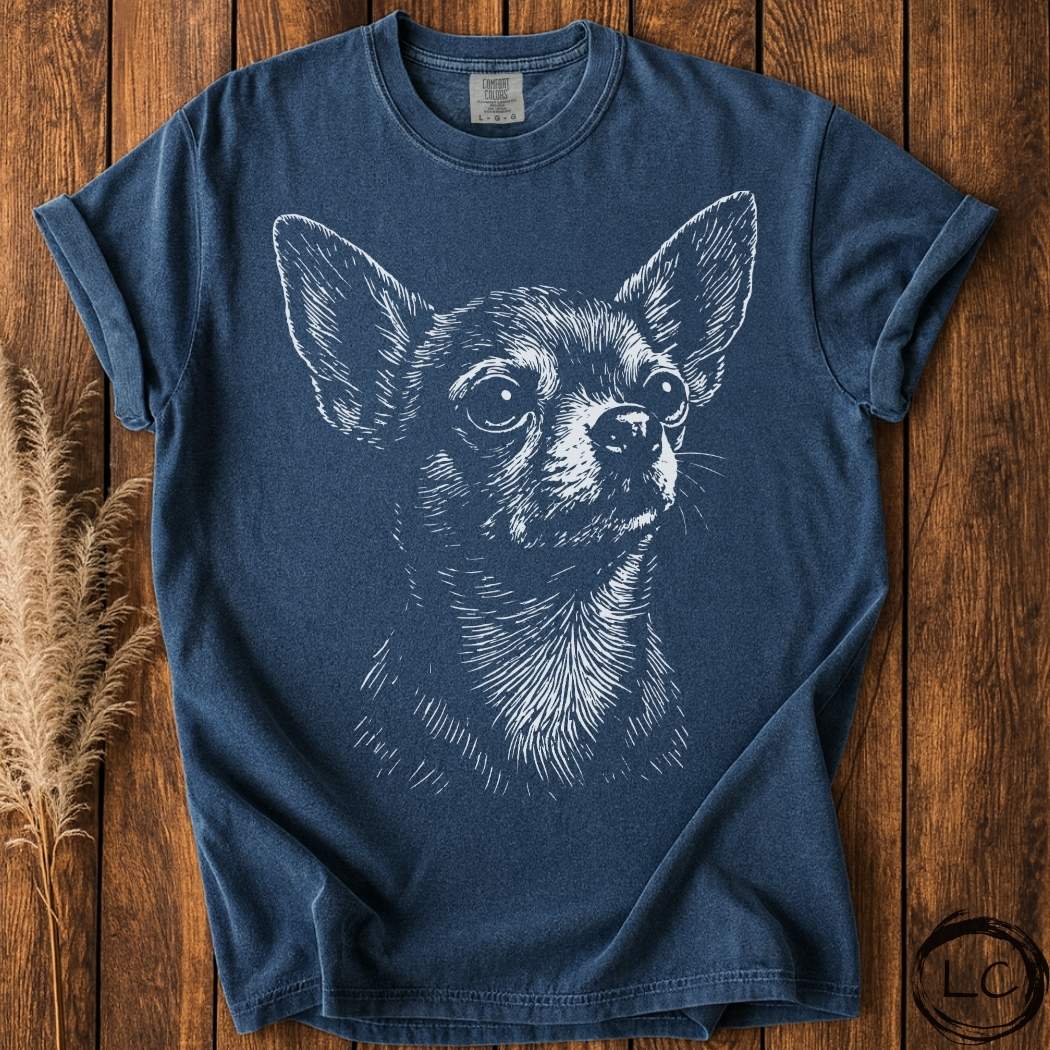 Chihuahua Line Print T-Shirt