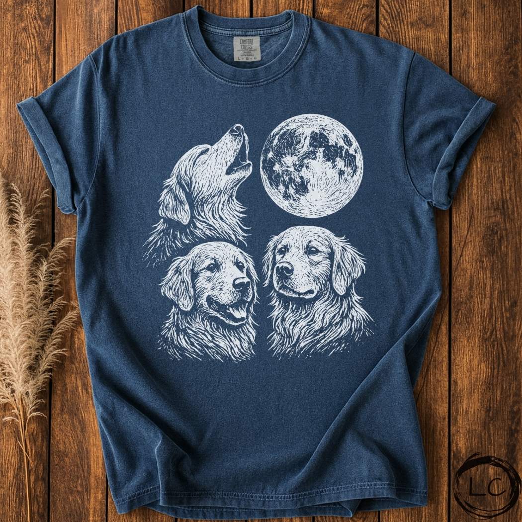 Three Golden Retriever Moon T-Shirt