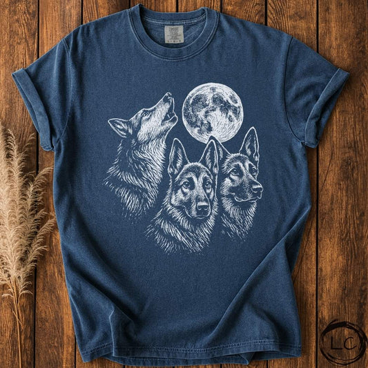 Three German Shepherd Moon T-Shirt