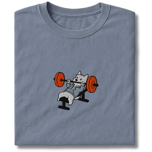 Embroidered Westie Bench Press T-Shirt