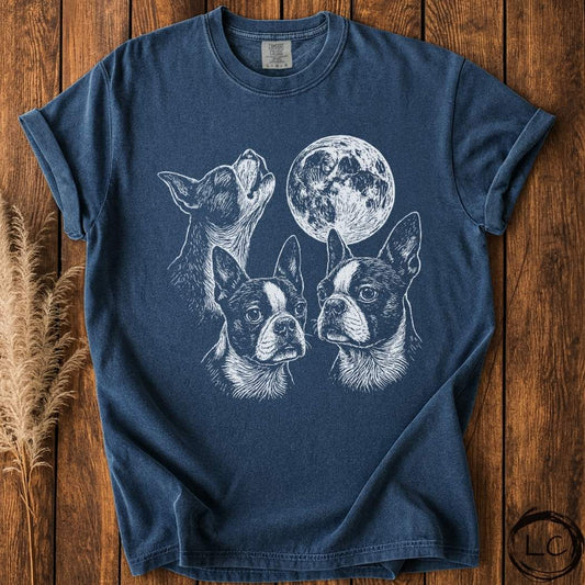 Three Boston Terrier Moon T-Shirt