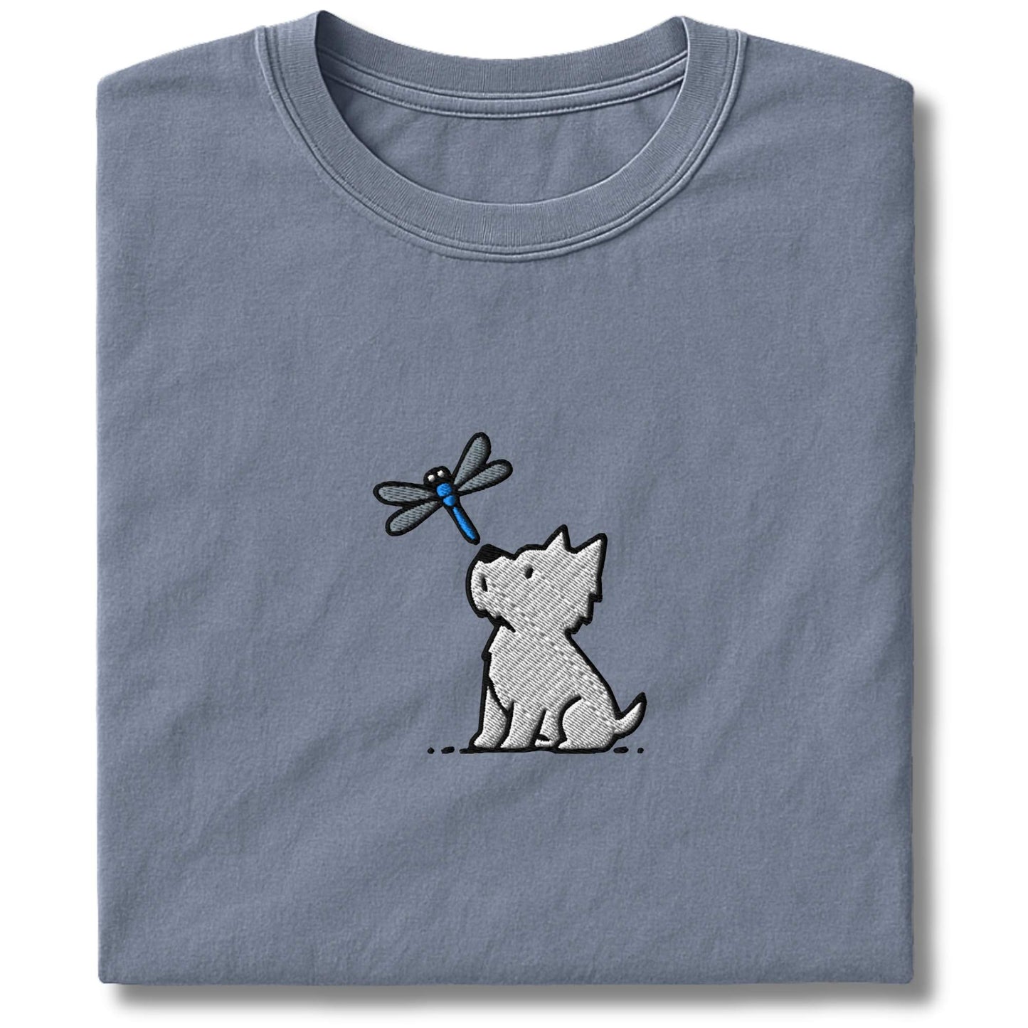 Embroidered Westie and Dragonfly T-Shirt