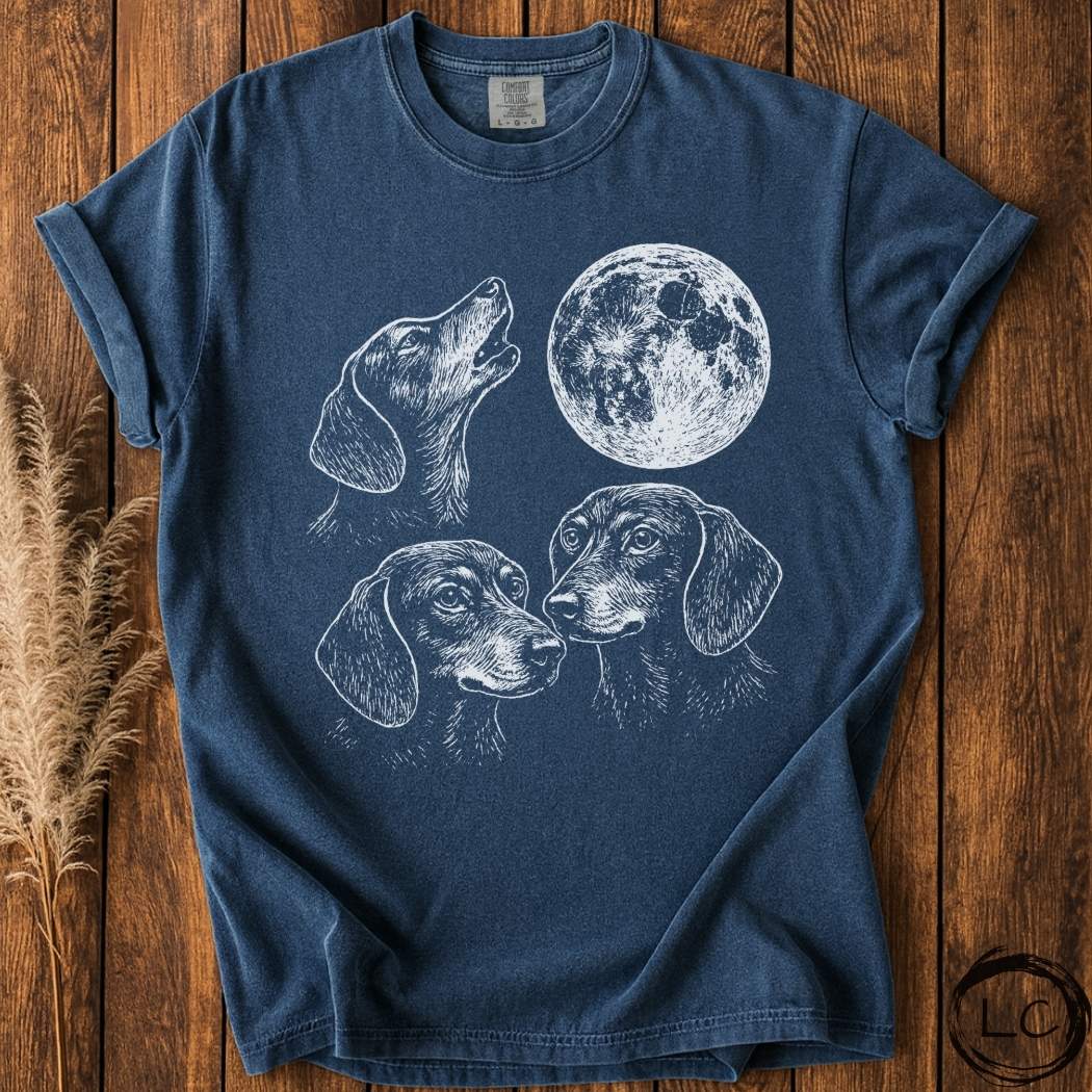Three Dachshund Moon T-Shirt