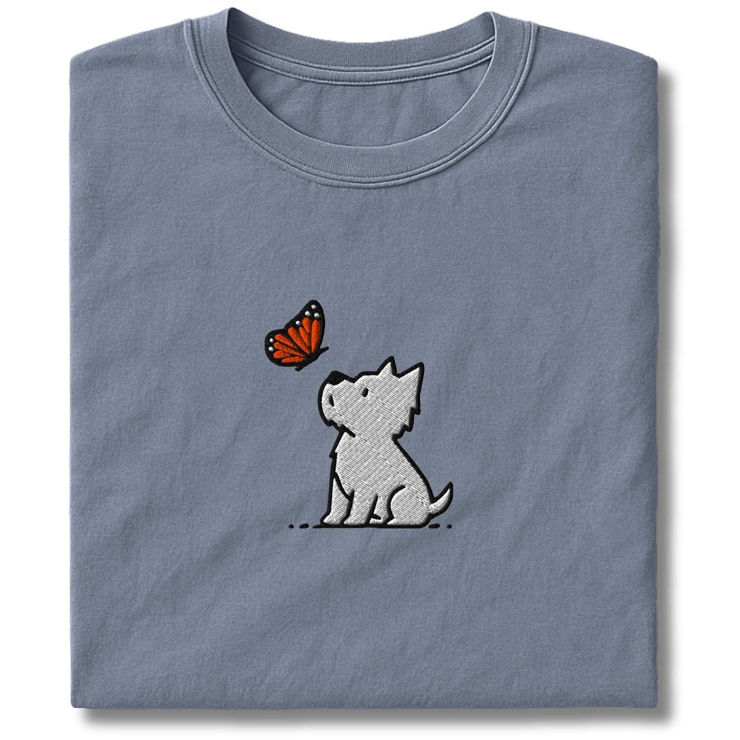 Embroidered Westie And Butterfly T-Shirt