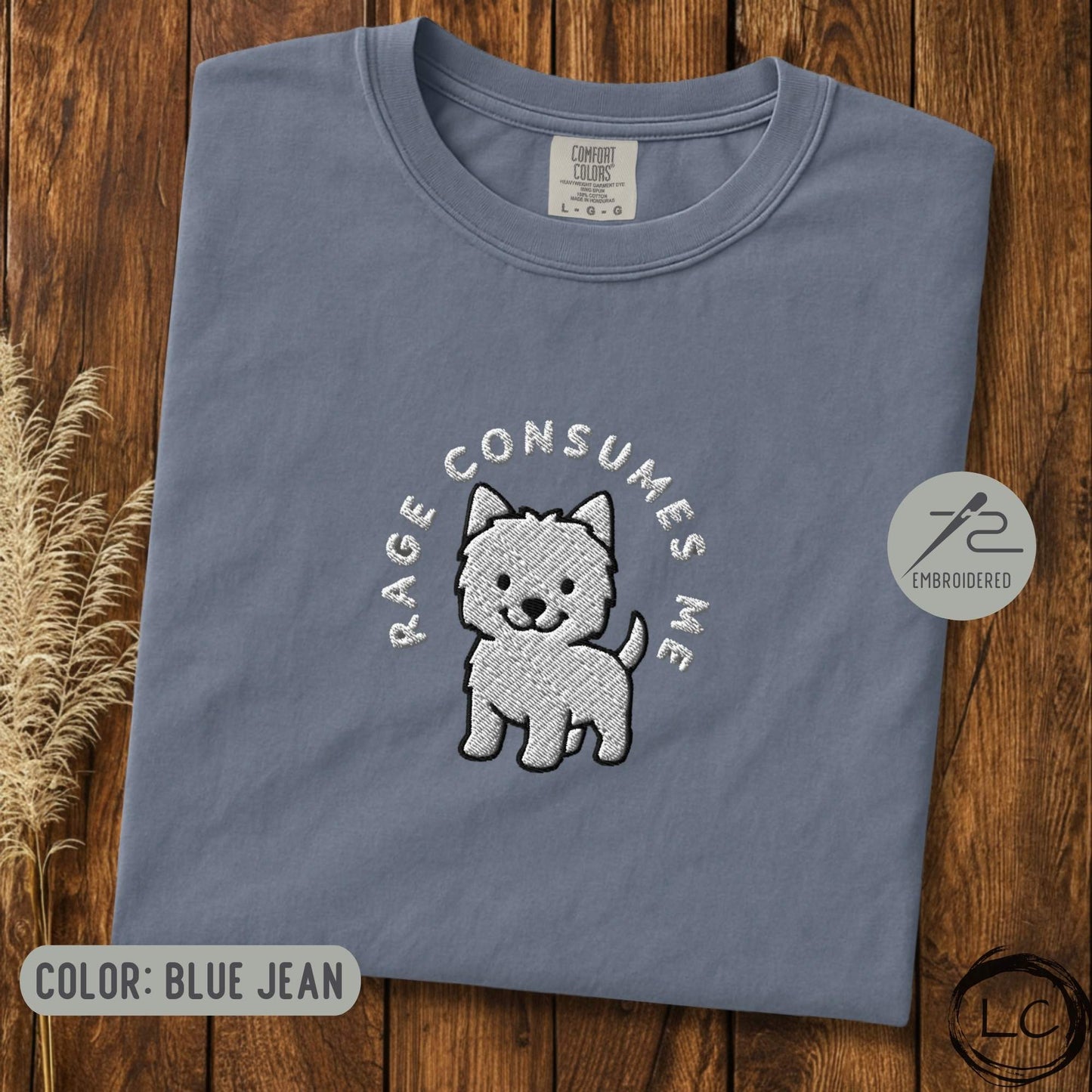 Embroidered Westie Rage Consumes Me T-Shirt