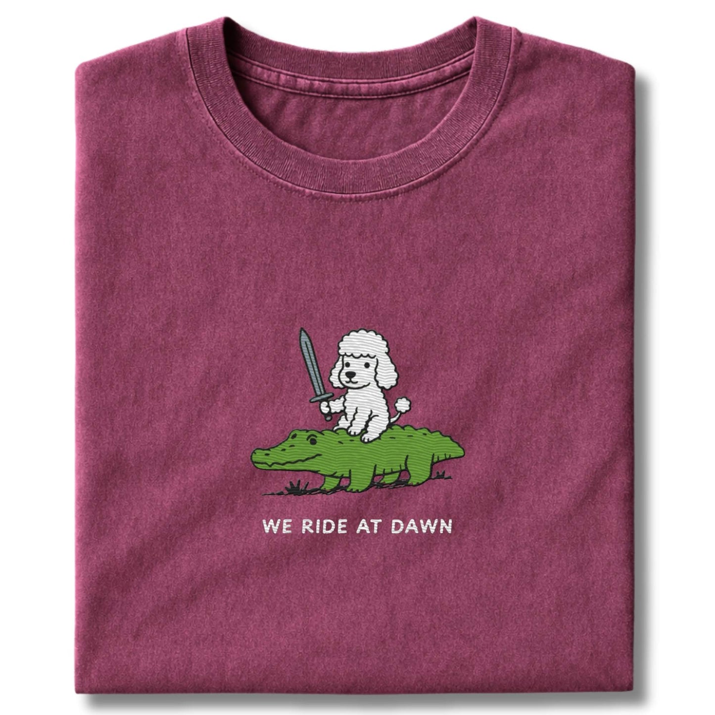 Embroidered Poodle We Ride At Dawn T-Shirt