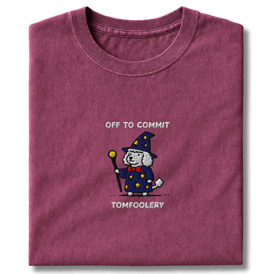 Embroidered Poodle Off To Commit Tomfoolery T-Shirt
