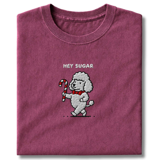 Embroidered Poodle Hey Sugar T-Shirt