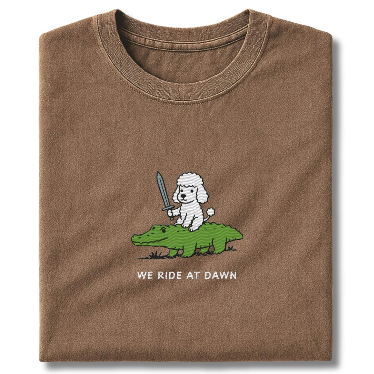 Embroidered Poodle We Ride At Dawn T-Shirt