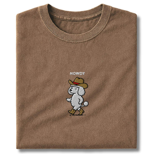 Embroidered Poodle Howdy T-Shirt