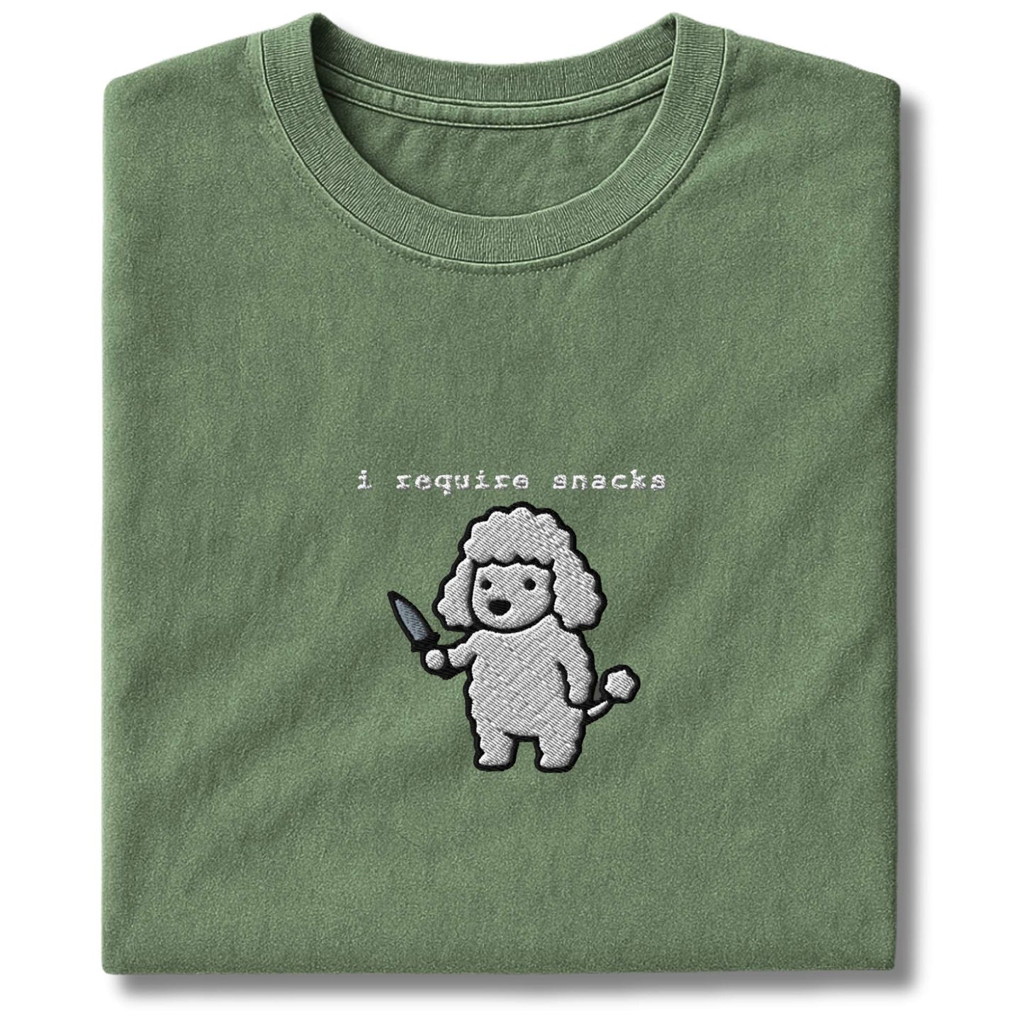 Embroidered Poodle I Require Snacks T-Shirt