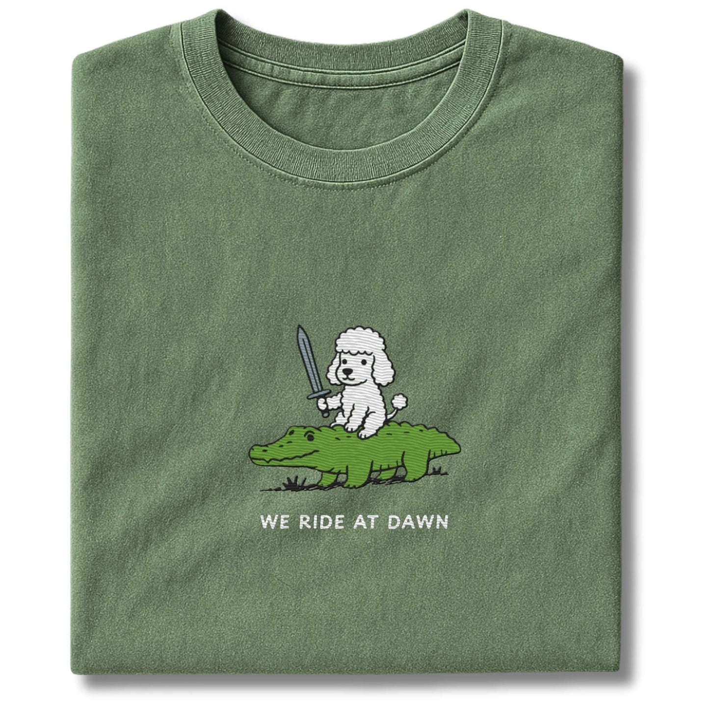 Embroidered Poodle We Ride At Dawn T-Shirt