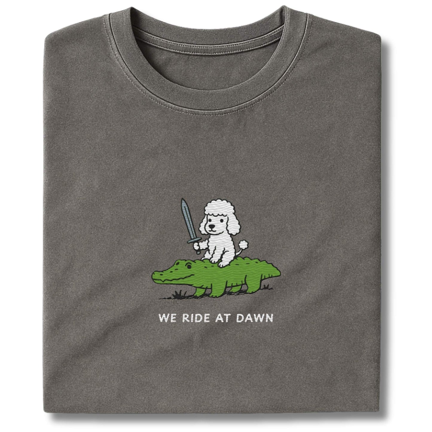 Embroidered Poodle We Ride At Dawn T-Shirt