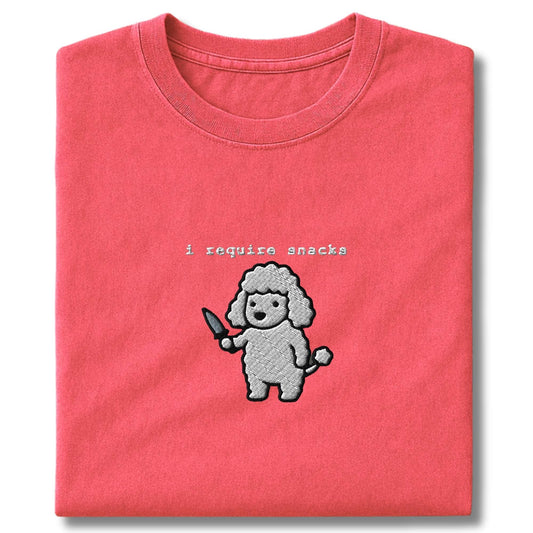 Embroidered Poodle I Require Snacks T-Shirt