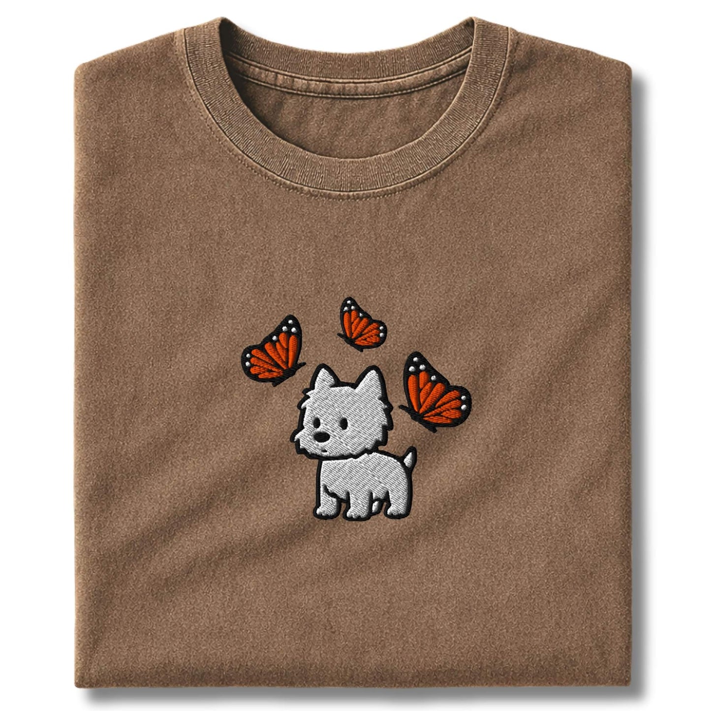 Embroidered Westie & Butterflies T-Shirt