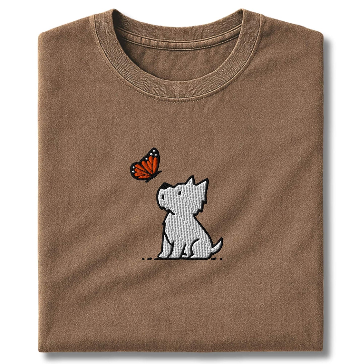 Embroidered Westie And Butterfly T-Shirt