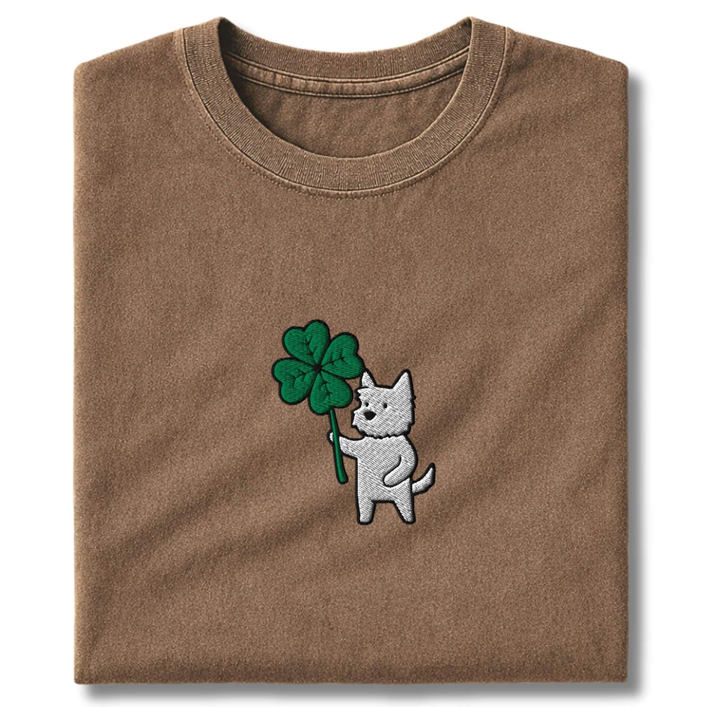 Embroidered Westie Four Leaf Clover T-Shirt