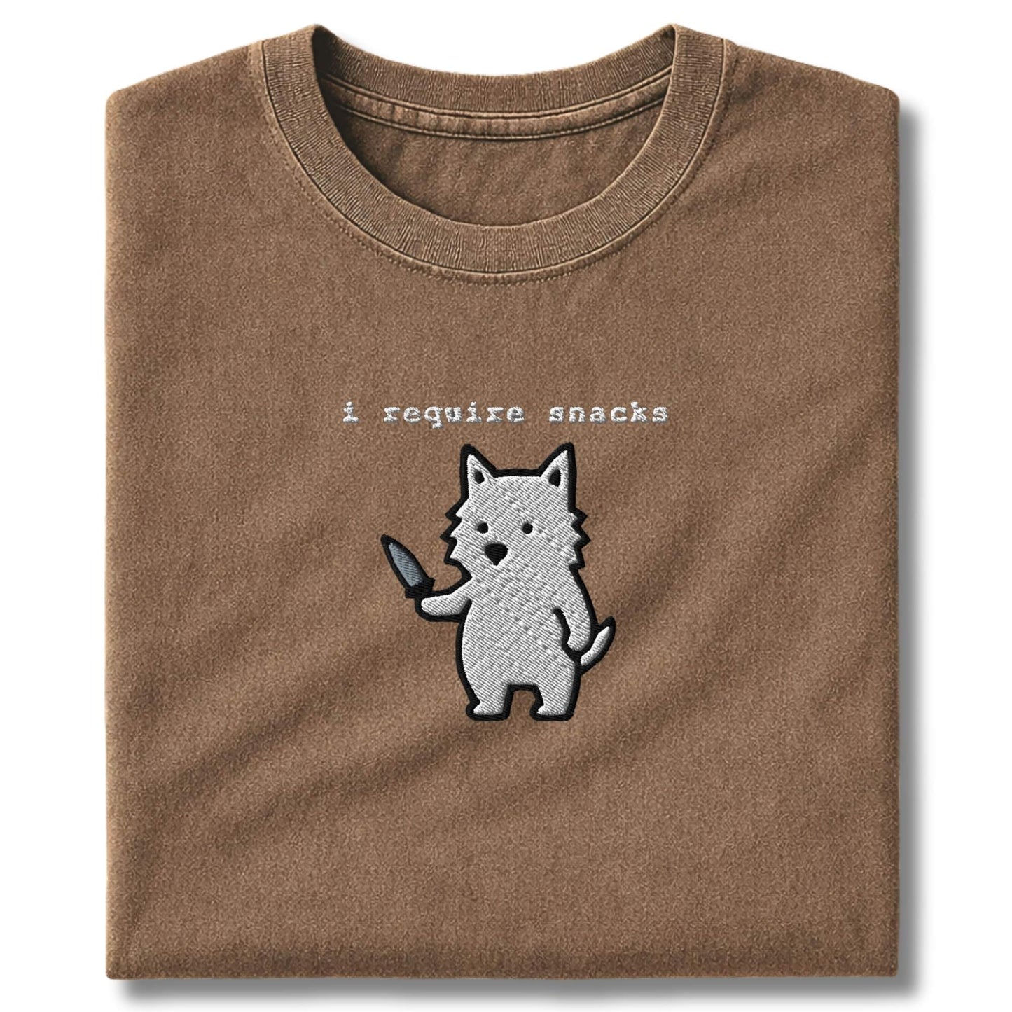 Embroidered Westie I Require Snacks T-Shirt