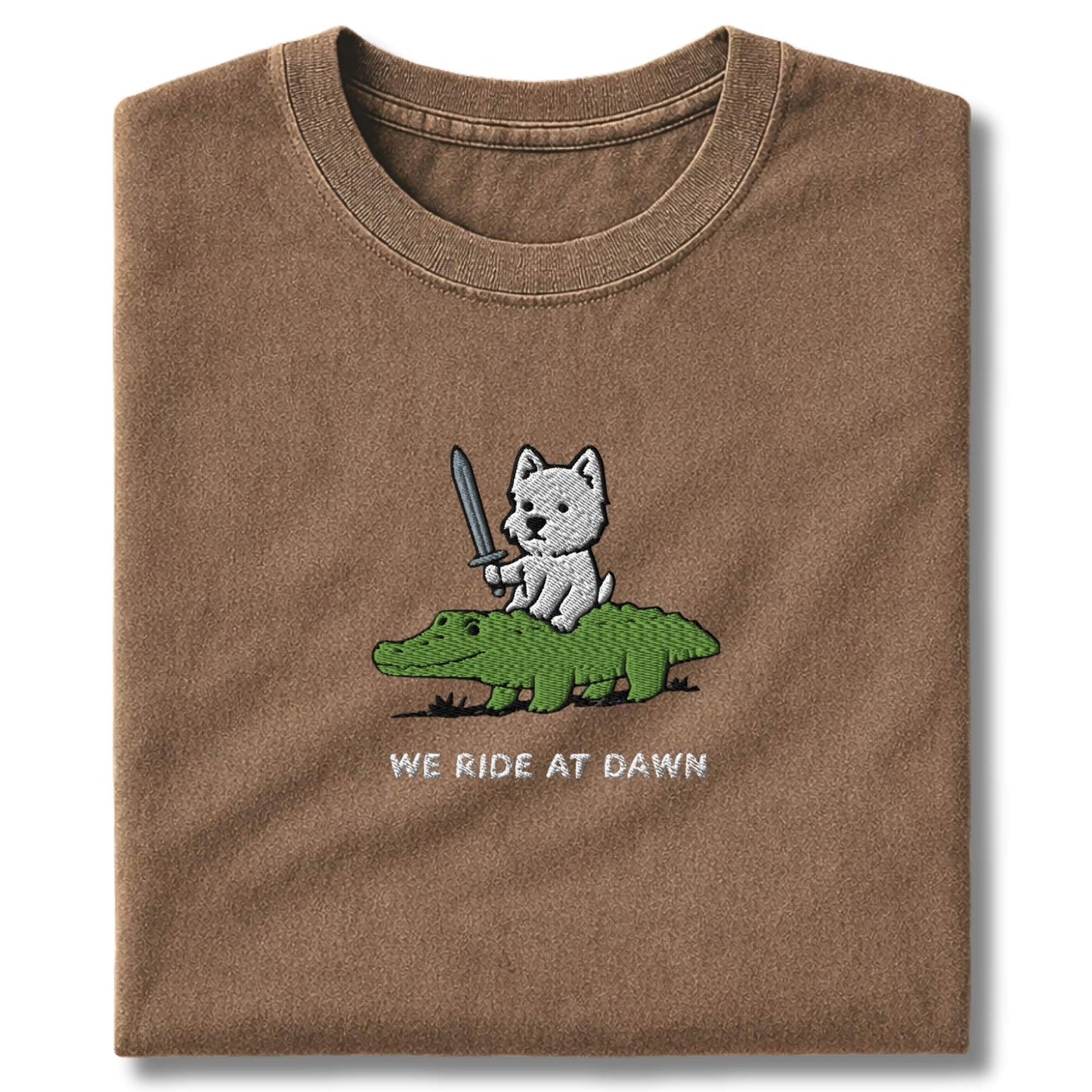 Embroidered Westie We Ride At Dawn T-Shirt