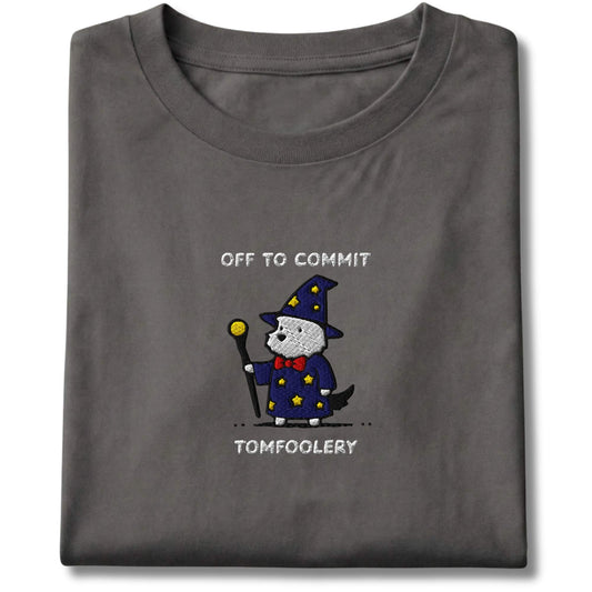 Embroidered Westie Off To Commit Tomfoolery Tee