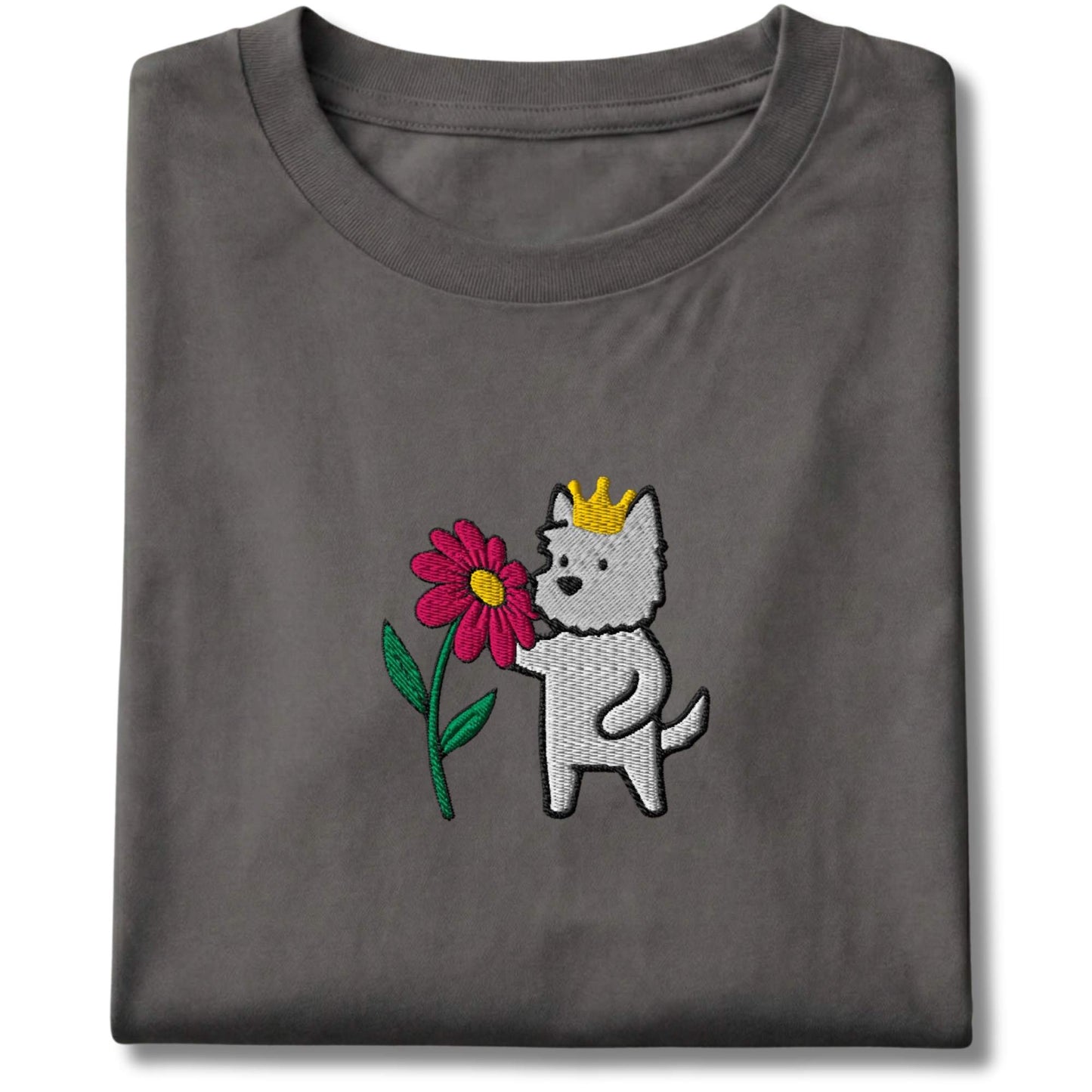 Embroidered Westie and Flower Tee