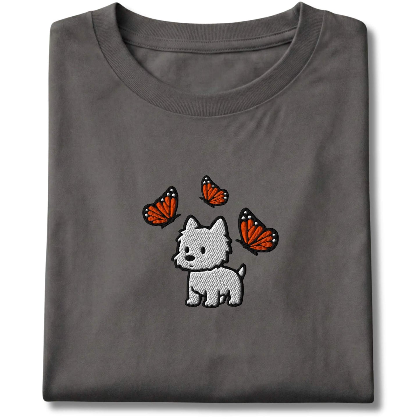 Embroidered Westie & Butterflies Tee