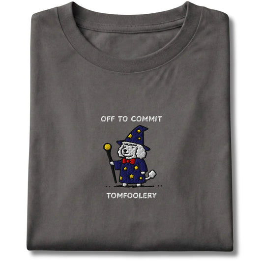 Embroidered Poodle Off To Commit Tomfoolery Tee
