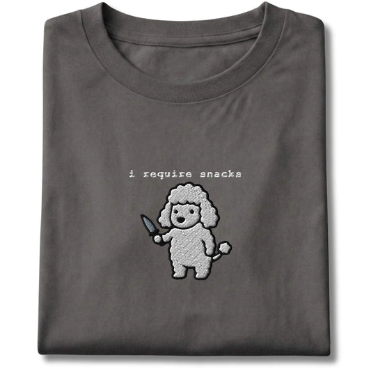 Embroidered Poodle I Require Snacks Tee