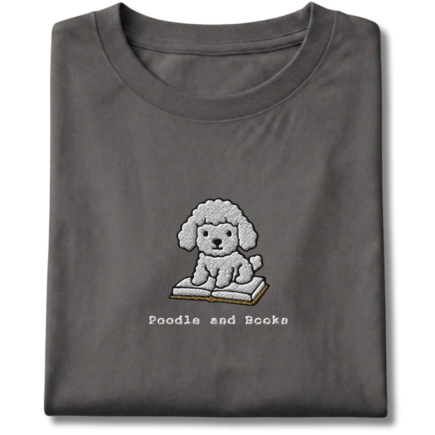 Embroidered Poodle and Books Tee