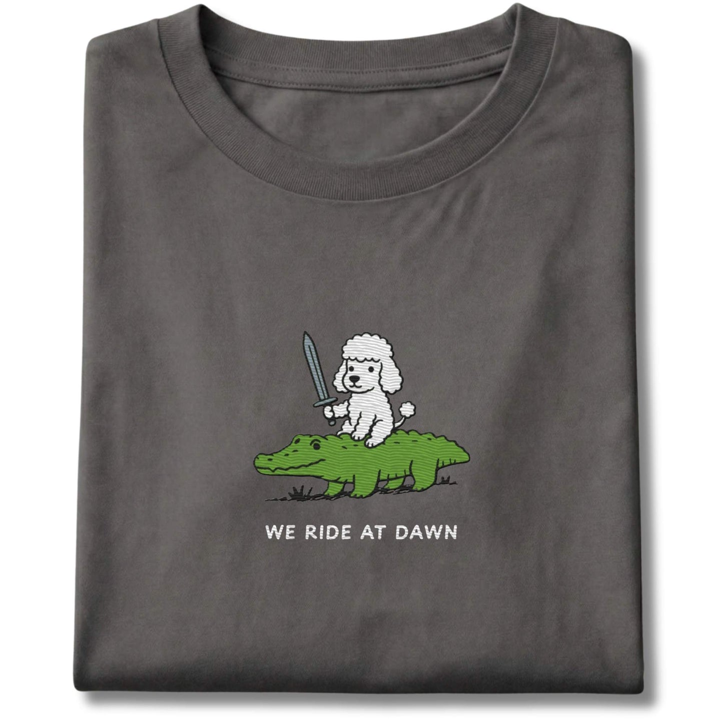 Embroidered Poodle We Ride At Dawn Tee
