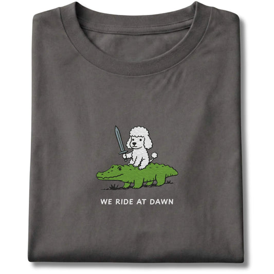 Embroidered Poodle We Ride At Dawn Tee