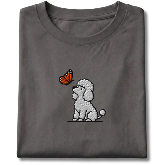 Embroidered Poodle and Butterfly Tee