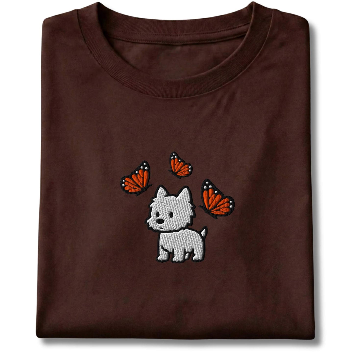 Embroidered Westie & Butterflies Tee