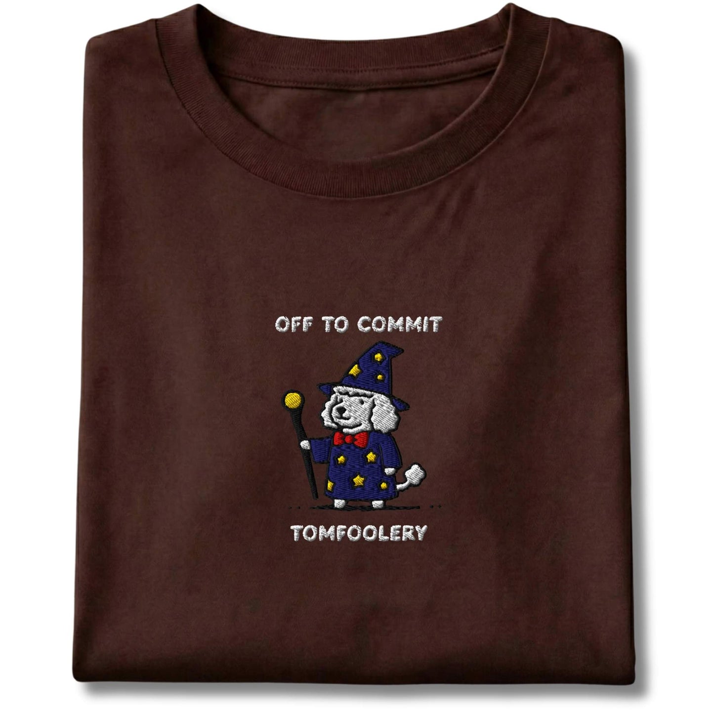 Embroidered Poodle Off To Commit Tomfoolery Tee