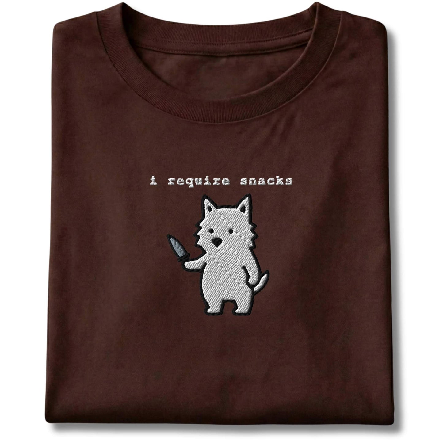 Embroidered Westie I Require Snacks Tee