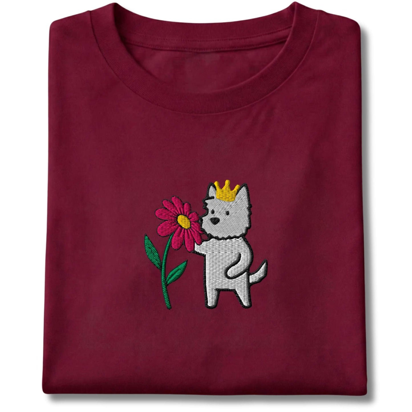 Embroidered Westie and Flower Tee