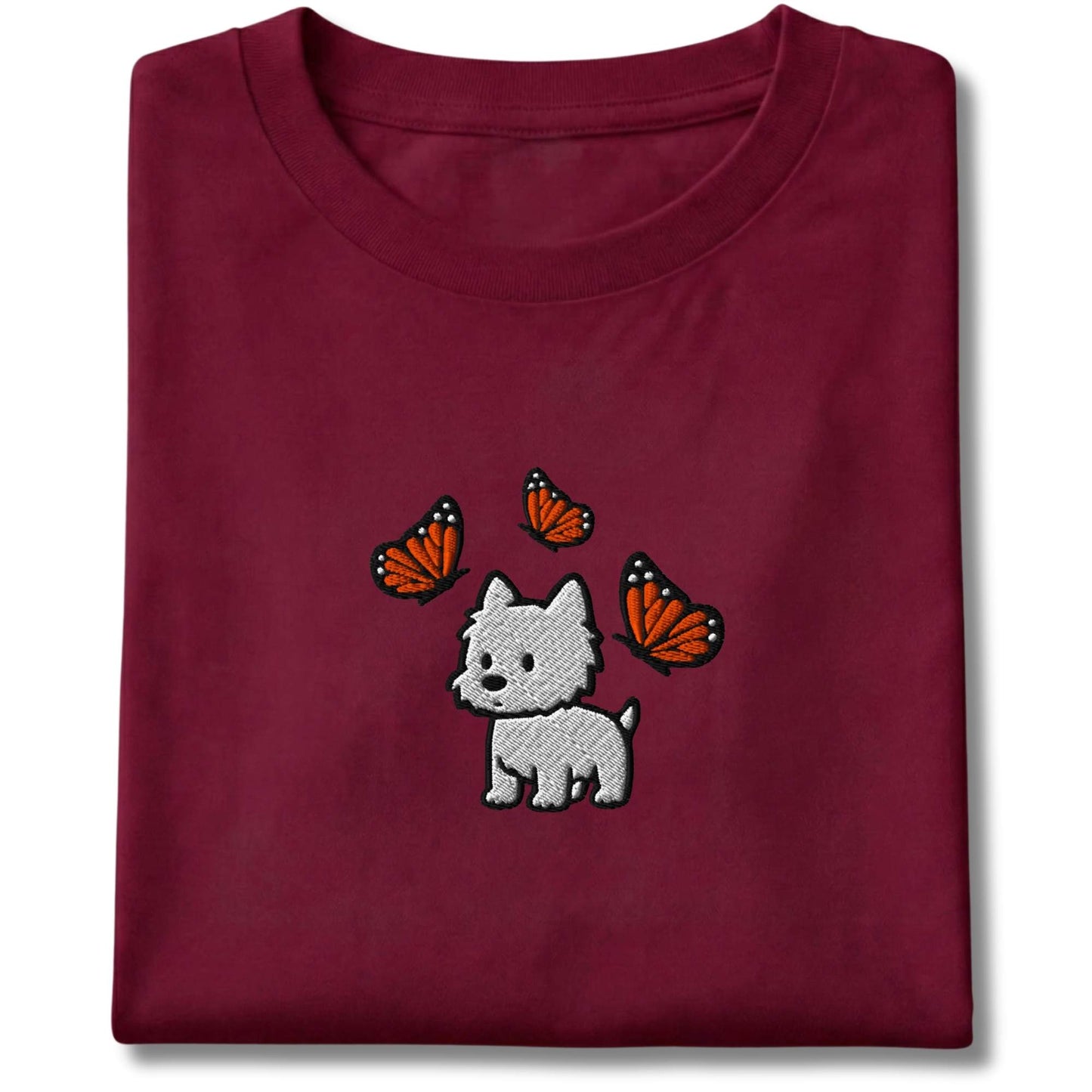 Embroidered Westie & Butterflies Tee