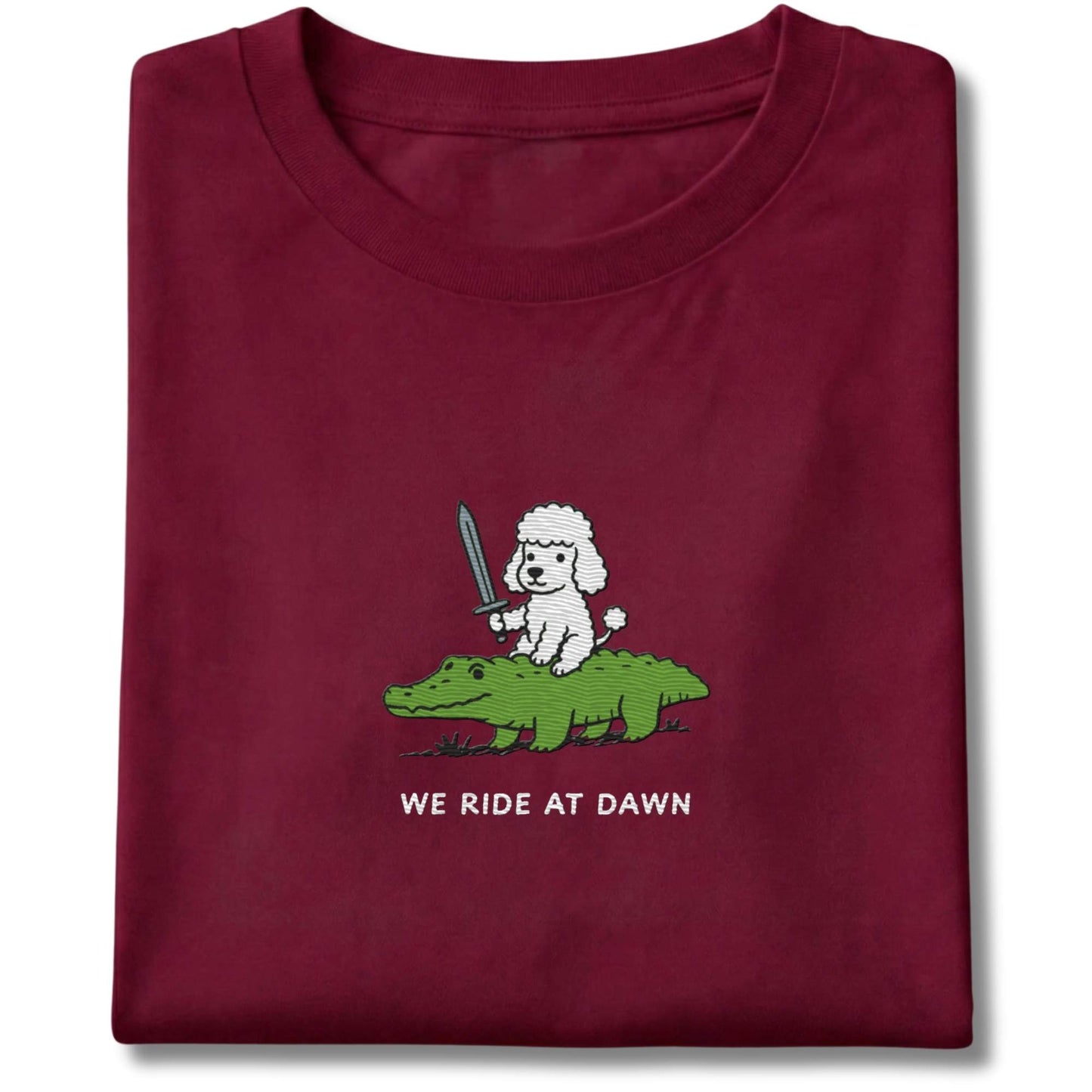 Embroidered Poodle We Ride At Dawn Tee