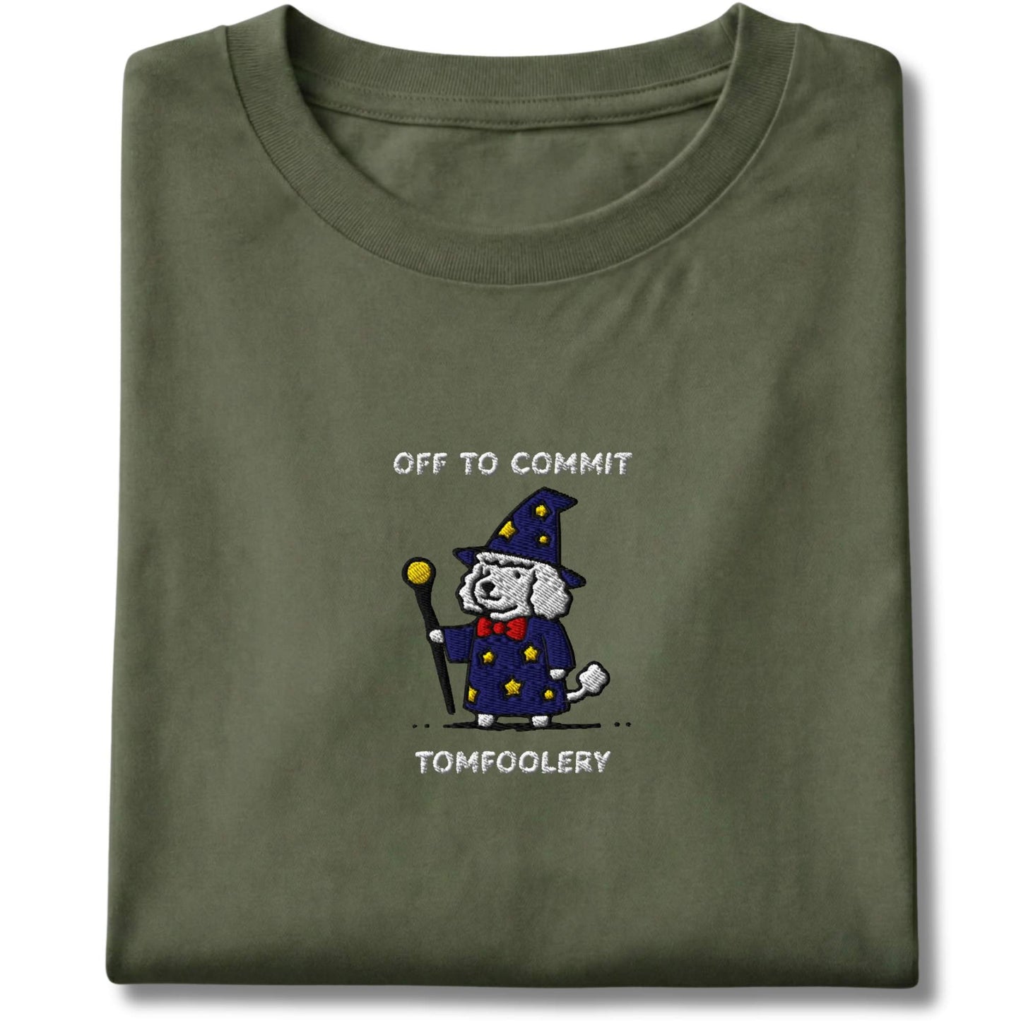 Embroidered Poodle Off To Commit Tomfoolery Tee