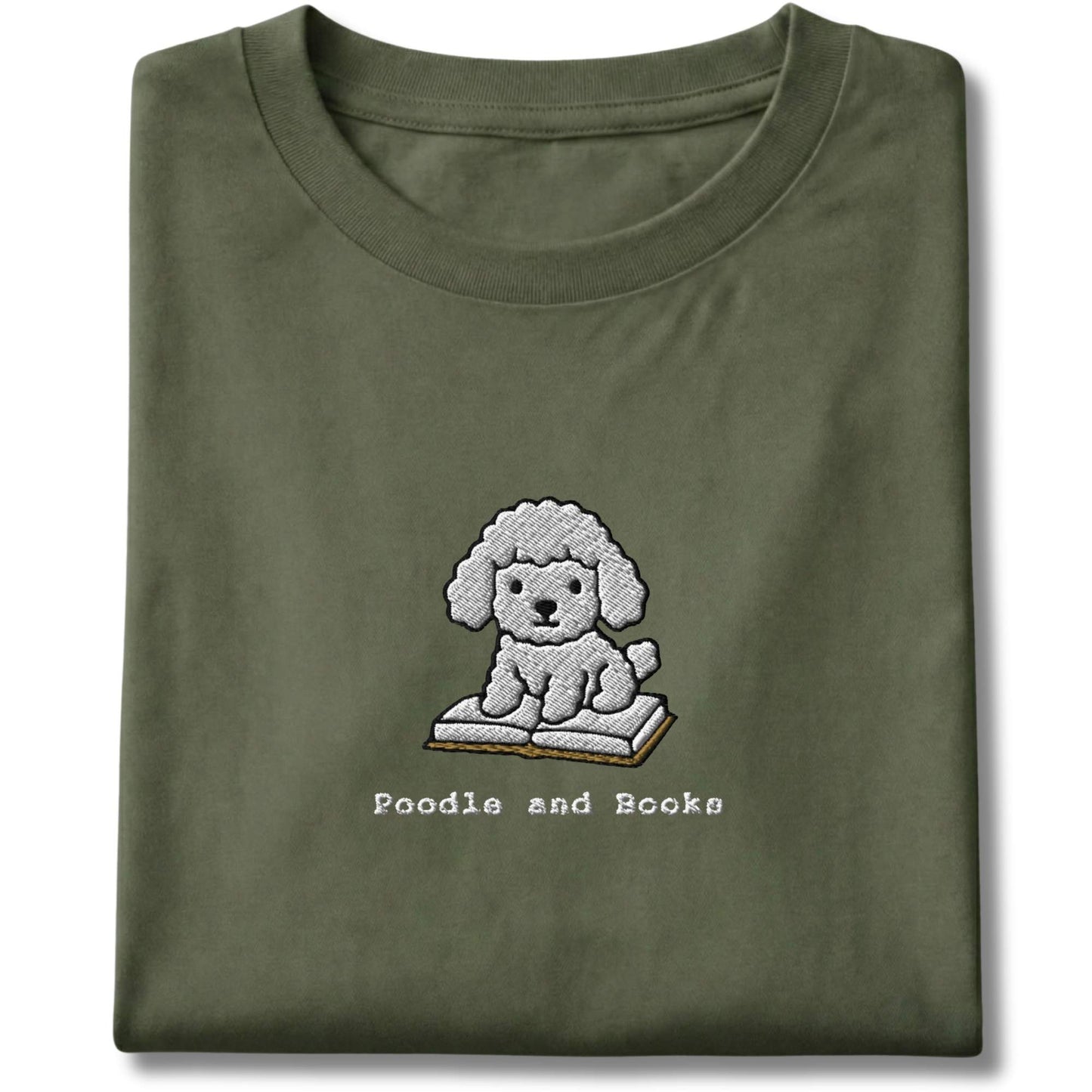 Embroidered Poodle and Books Tee