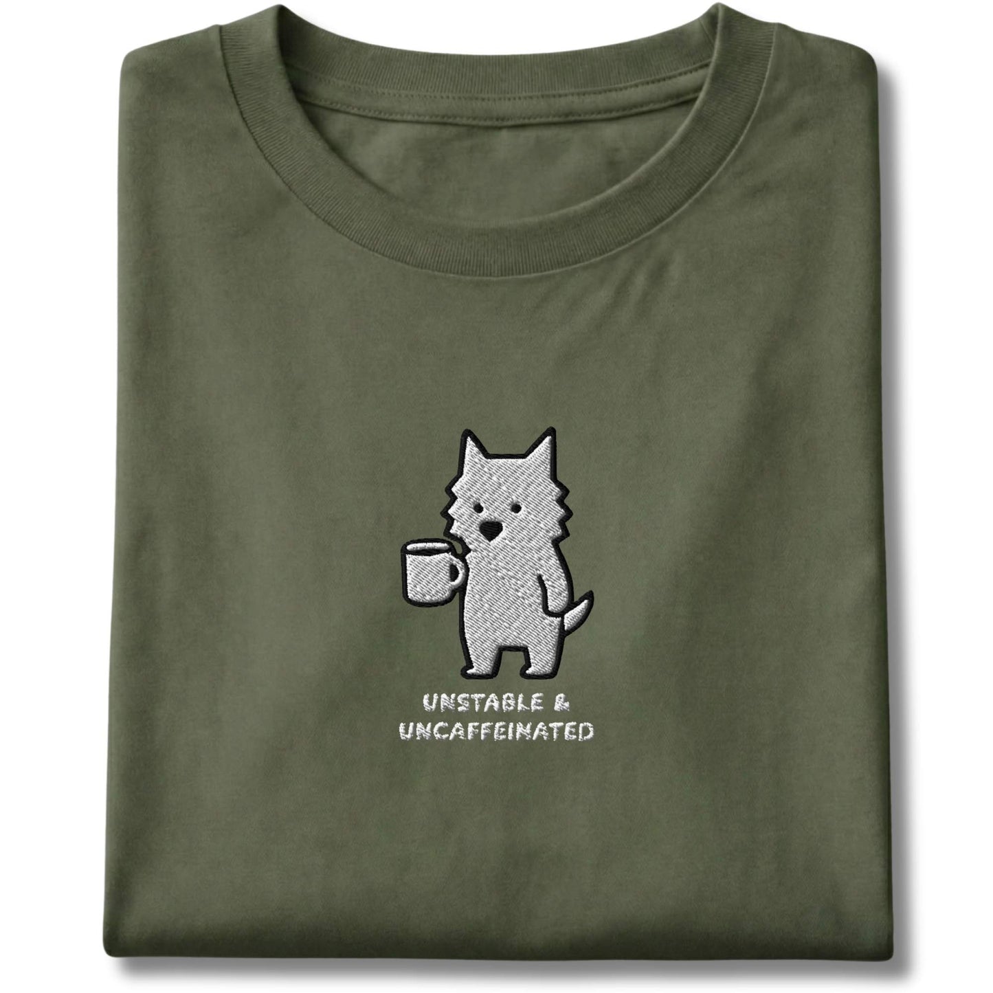 Embroidered Westie Unstable & Uncaffeinated Tee