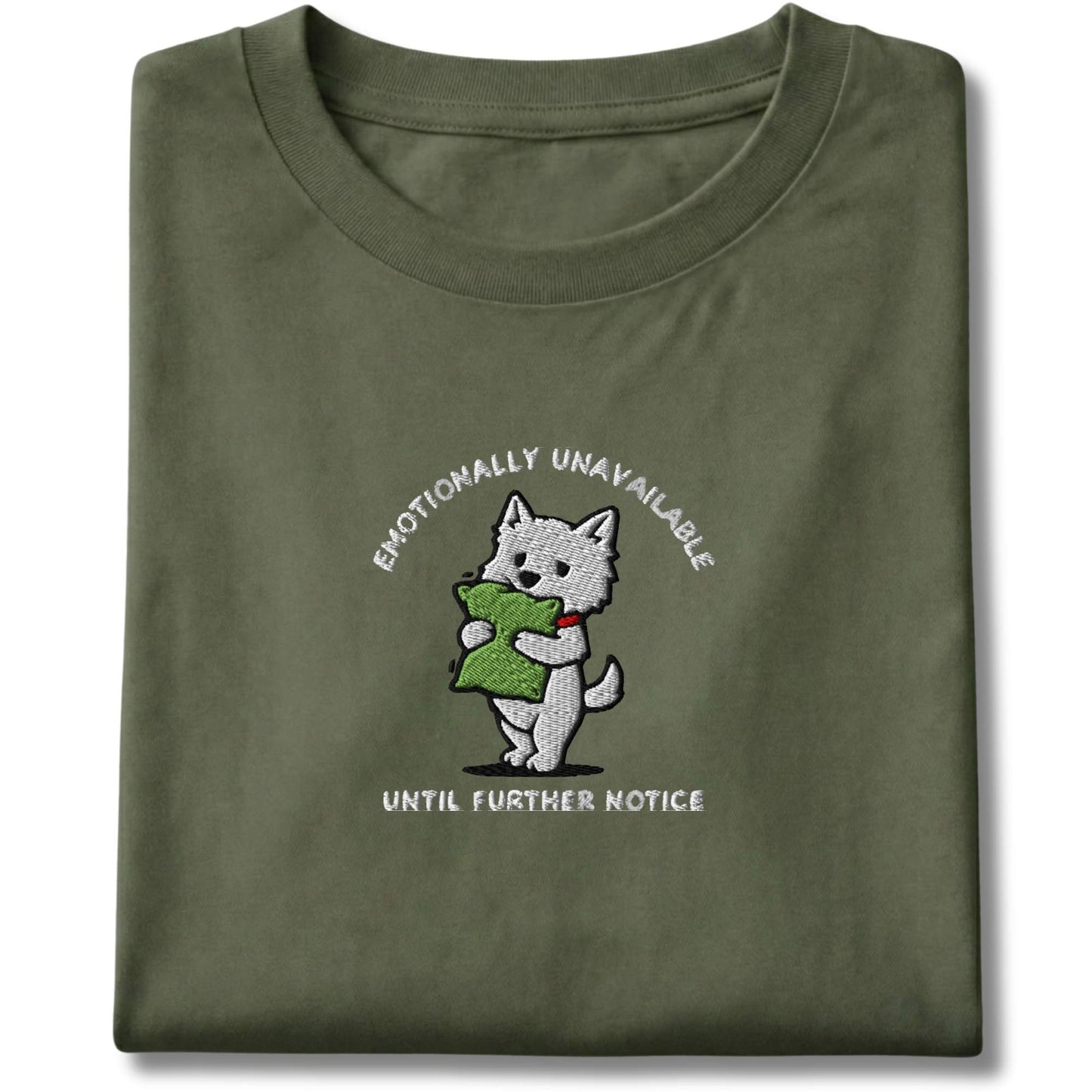 Embroidered Westie Emotionally Unavailable Tee