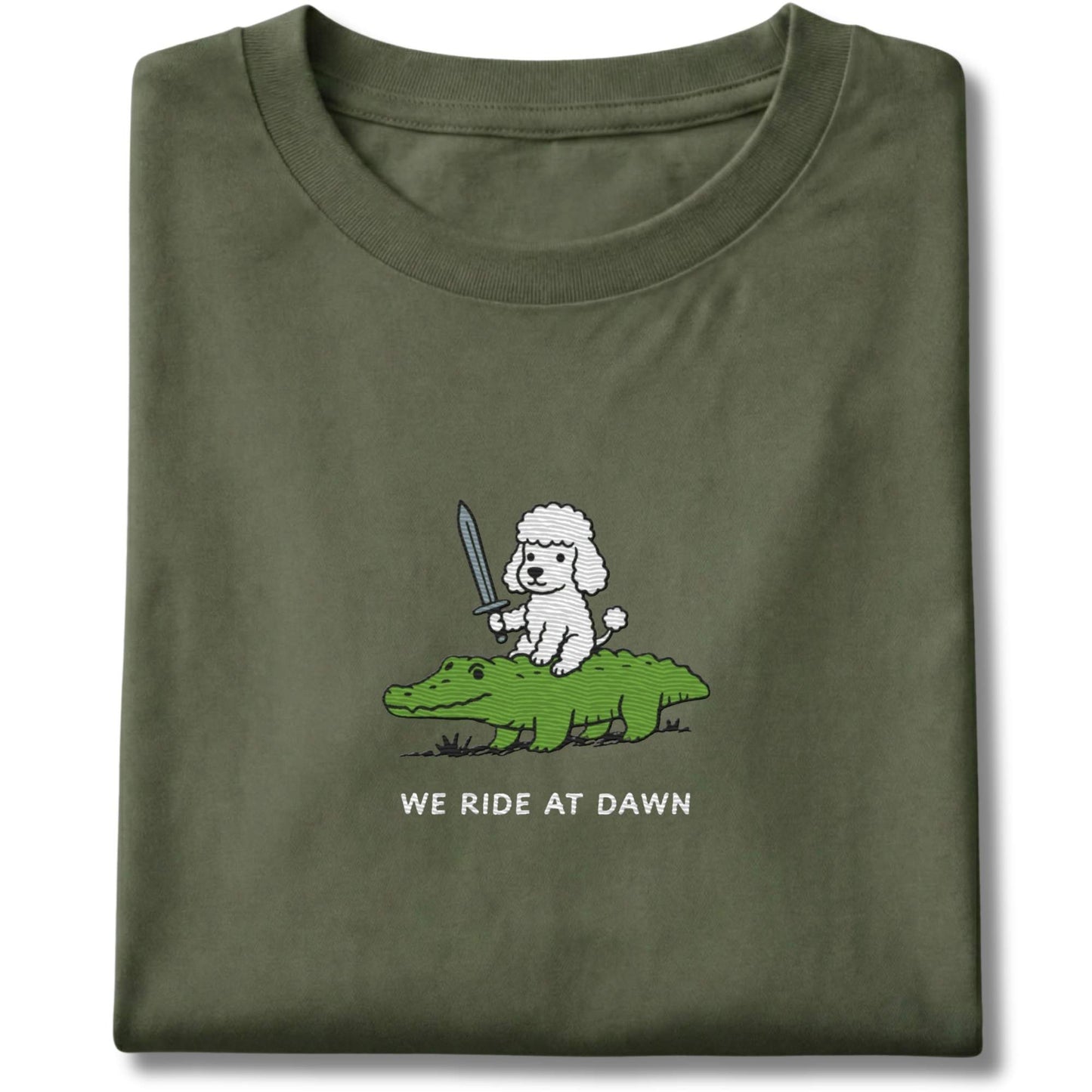 Embroidered Poodle We Ride At Dawn Tee