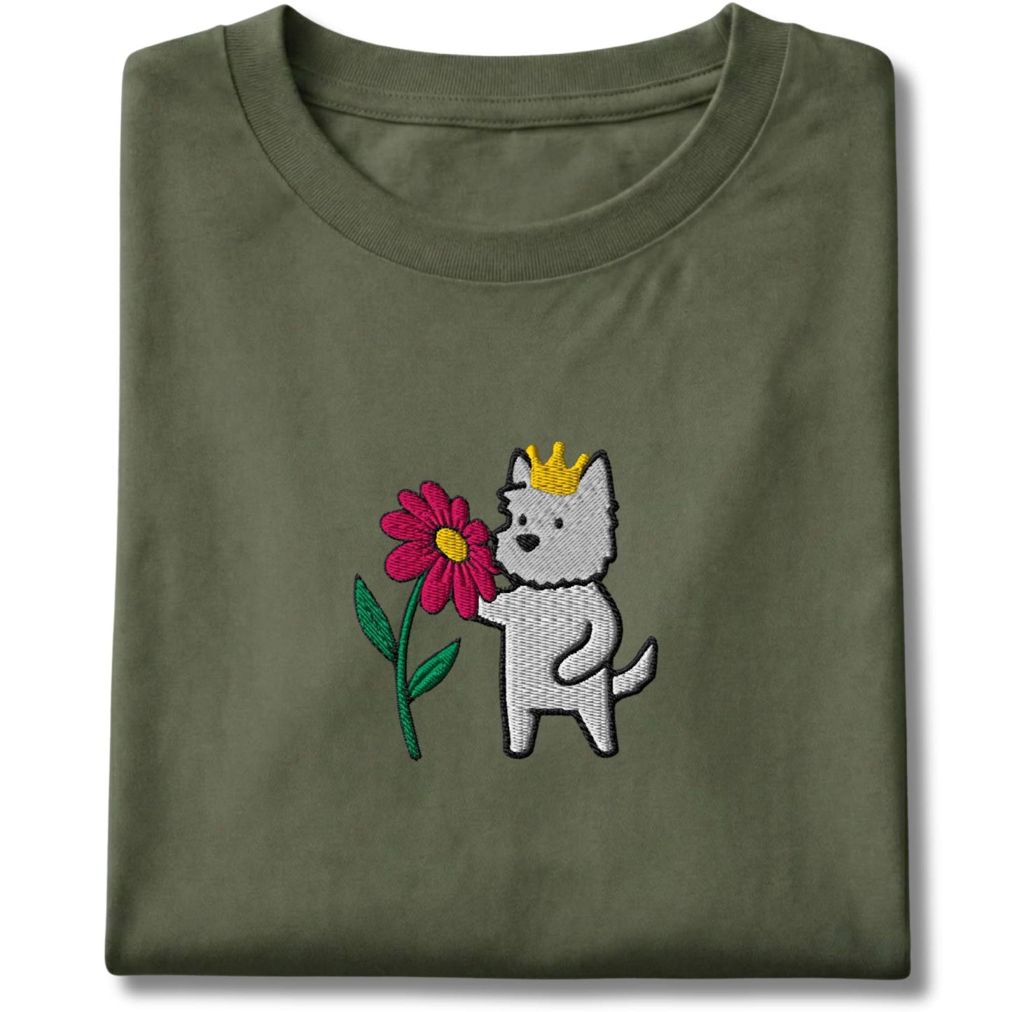 Embroidered Westie and Flower Tee