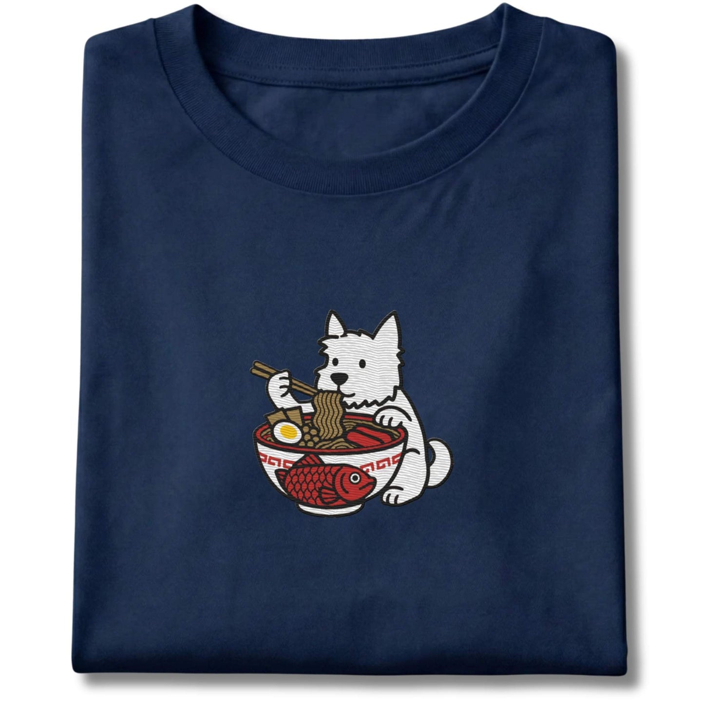 Embroidered Westie Eating Ramen Tee